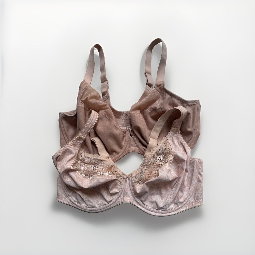Elomi Lot Of 2 38i Full Coverage Bra Nude Beige Lace Trim Underwire Support